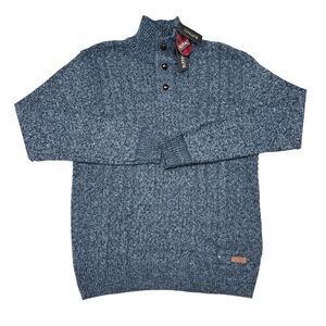 Buffalo David Bitton Sweater Mens Size Large Blue Knit Pullover  High Neck NEW